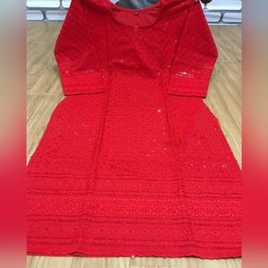 Chikankari cotton  kurta with sequins